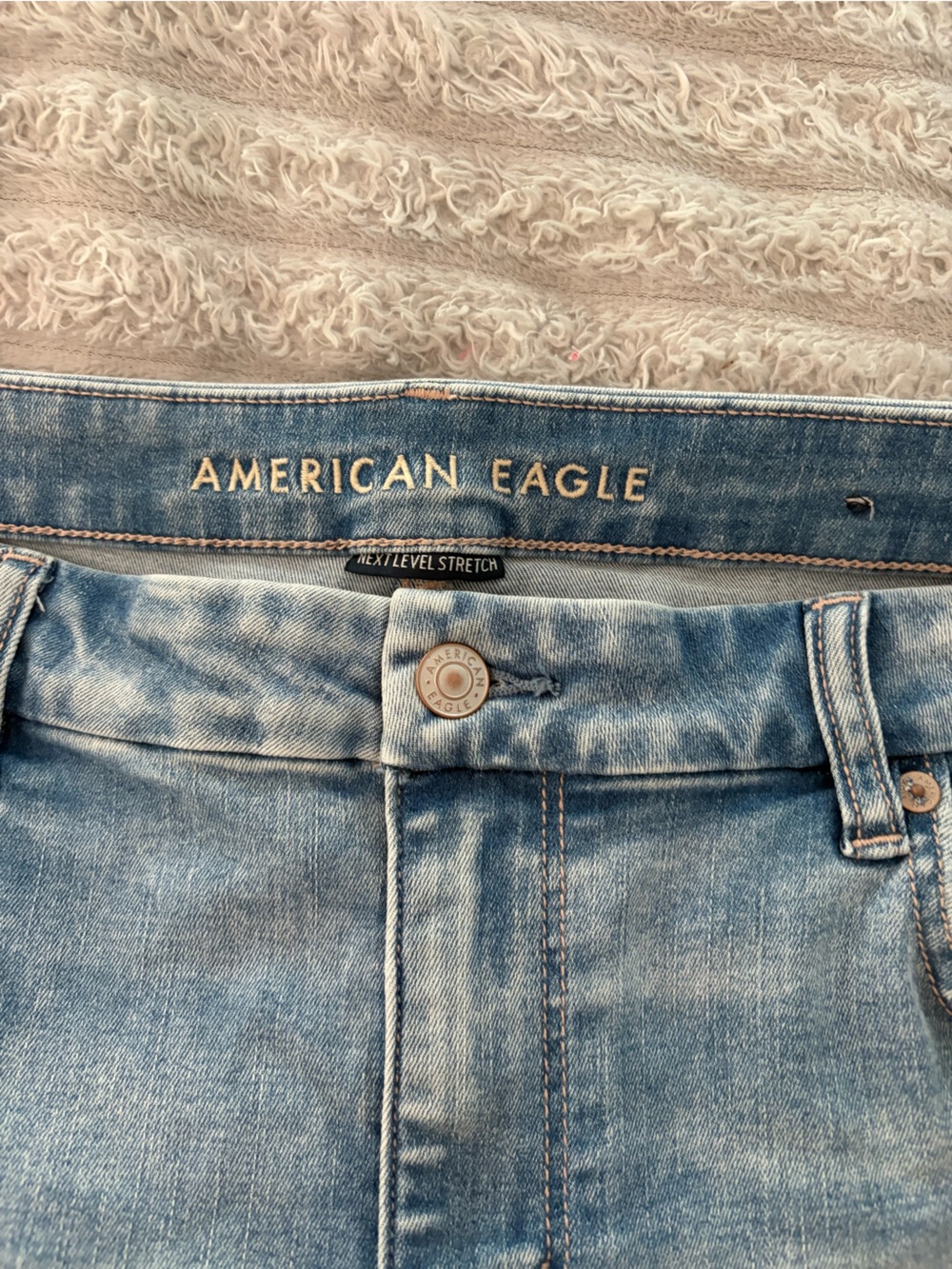 American Eagle Light Wash Distressed Denim Shorts — 14 - Picture 5 of 7